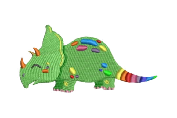 Rainbow Colored Dinosaur: A Joyful Holiday Embroidery Pick
